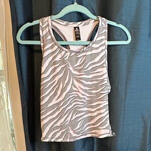 90 Degree By Reflex Gray Zebra-Print Racerback Tank with Pink Accents